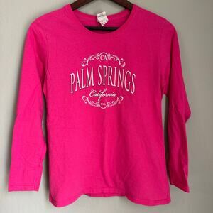 Women's Palm Springs California Pink Shirt Long Sleeve Round Neck Size M